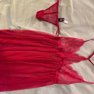 Victoria's Secret Red Lace Chemise Set